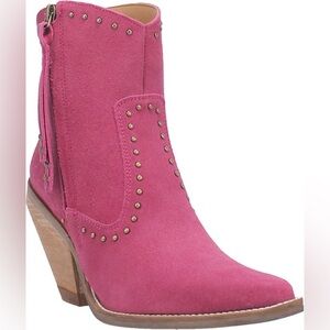 NWB DINGO FUCHSIA SUEDE LEATHER CLASSY N’SASSY Snip Toe Cowgirl Western‎ Boots